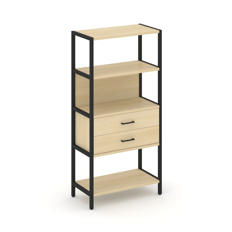 Односекционный стеллаж четырехярусный с ящиками SHELF SYSTEM (металл черный) SN.STM-412