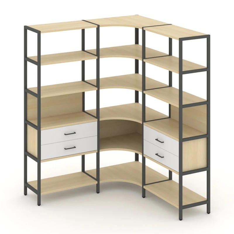 Трехсекционный угловой стеллаж пятиярусный с ящиками SHELF SYSTEM (металл антрацит) SN.STMU-531