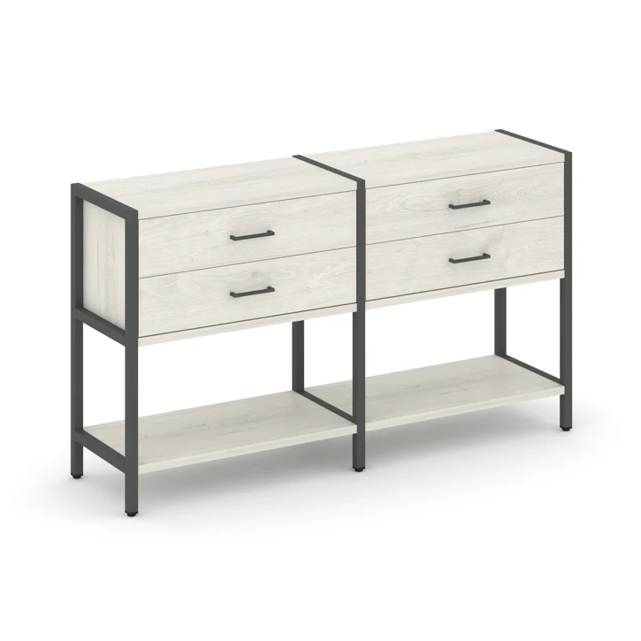 Двухсекционный стеллаж двухярусный с ящиками SHELF SYSTEM (металл антрацит) SN.STM-222