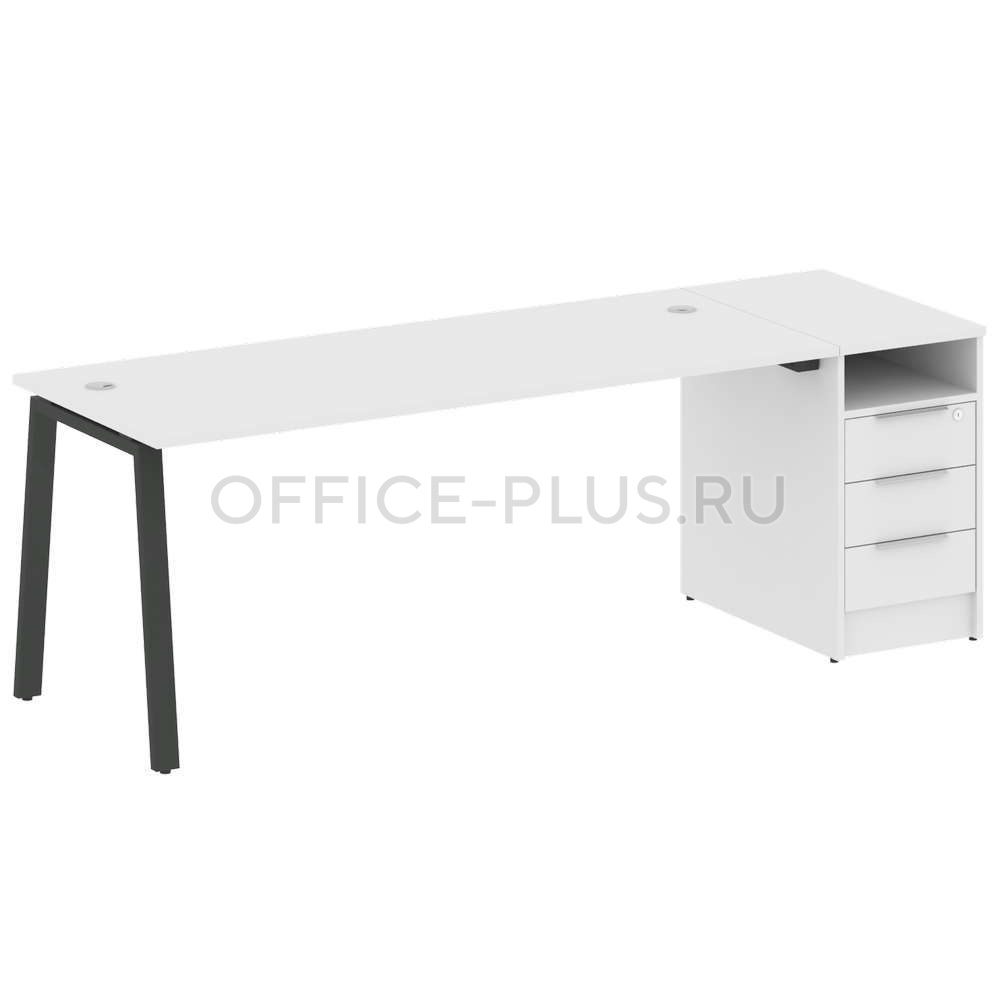 Стол рабочий Metal System Style на металлокаркасе с опорной тумбой БА.РС-СТП-1.5