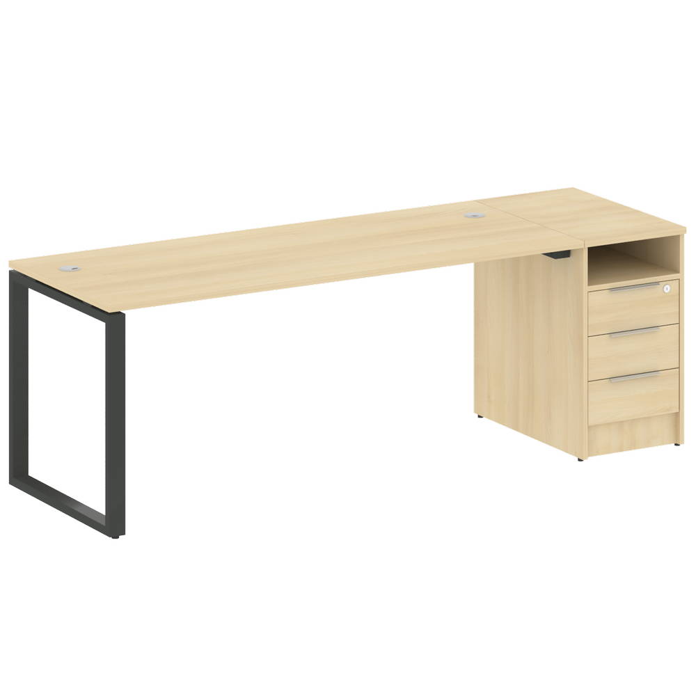 Стол рабочий Metal System Style на металлокаркасе с опорной тумбой БО.РС-СТП-1.5