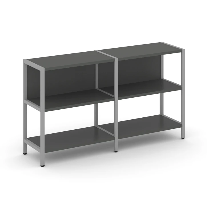 Двухсекционный стеллаж двухярусный Shelf System (металл серый) SN.STM-221