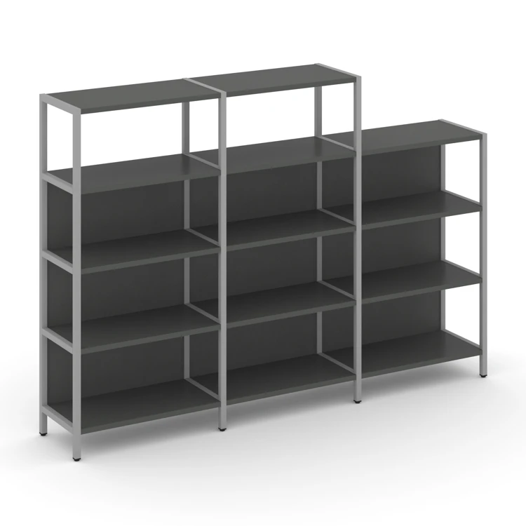 Трехсекционный стеллаж четырех/трехярусный Shelf System (металл серый) SN.STM-432