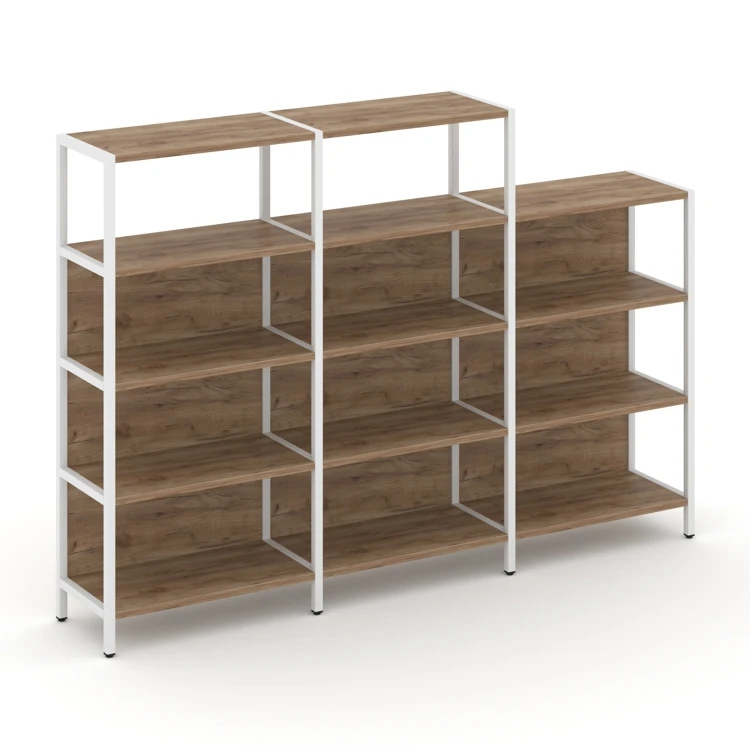 Трехсекционный стеллаж четырех/трехярусный Shelf System (металл белый) SN.STM-432