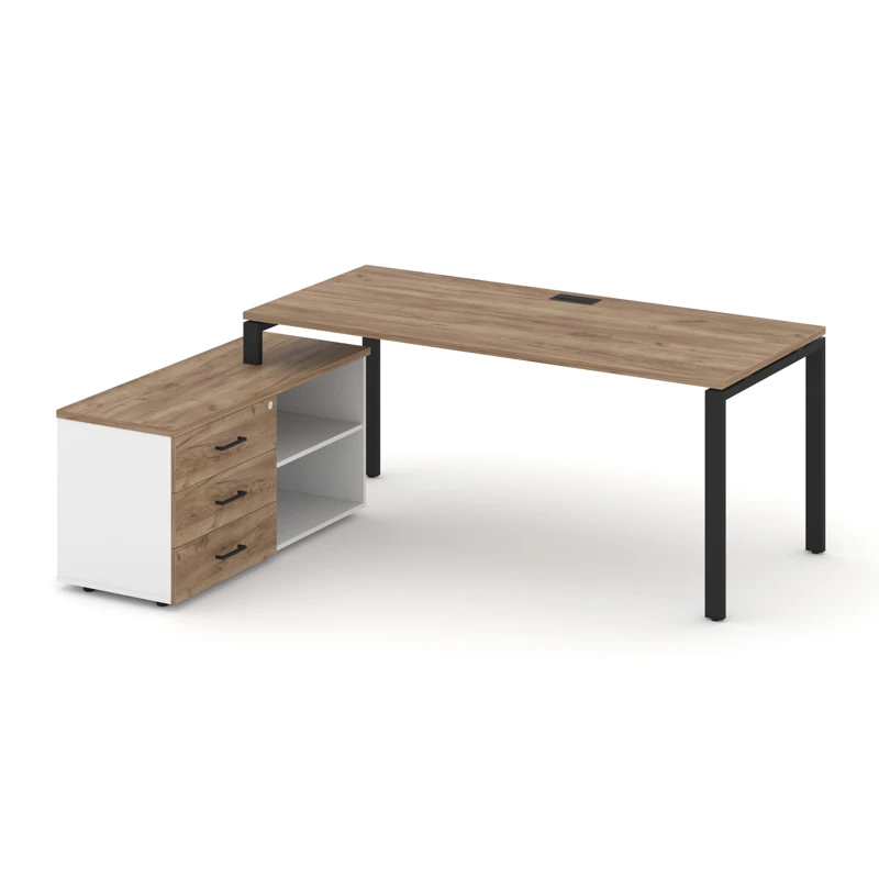 Стол руководителя на металлокаркасе (П-60x30 черный) с тумбой левый STYLE PROJECT DIRECT SN-6P.SRG-023.M(L)
