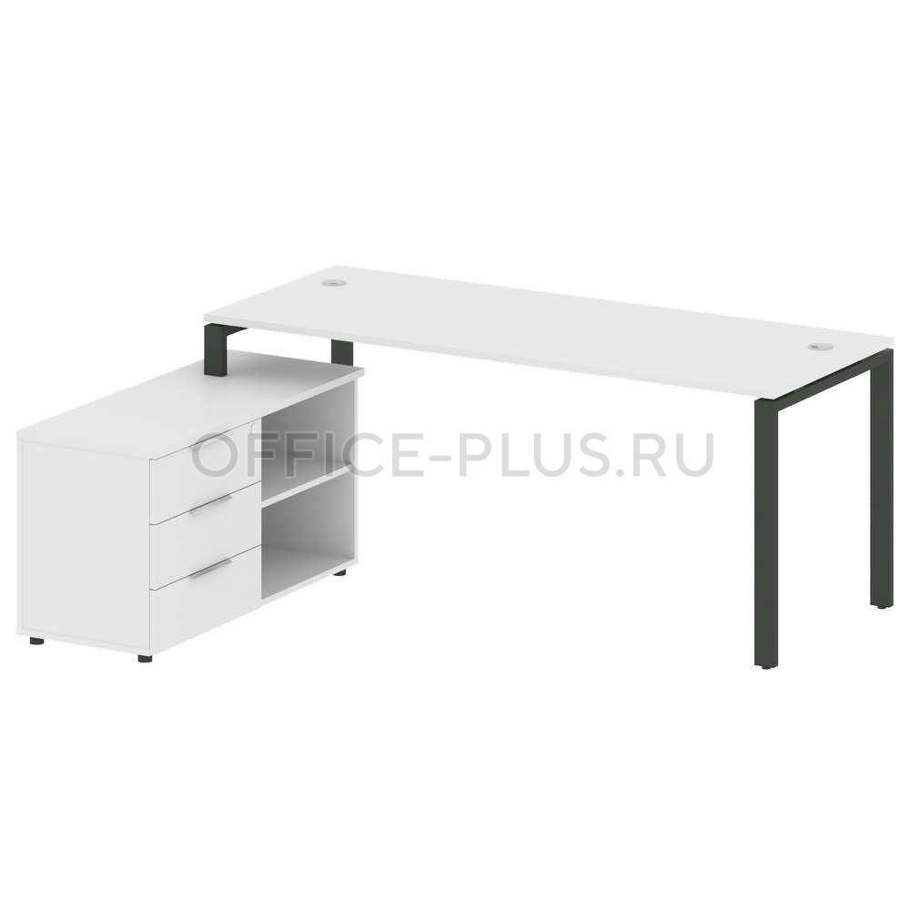 Стол рабочий Metal System Style на металлокаркасе с опорной тумбой БП.РС-СТС-2.5 Л
