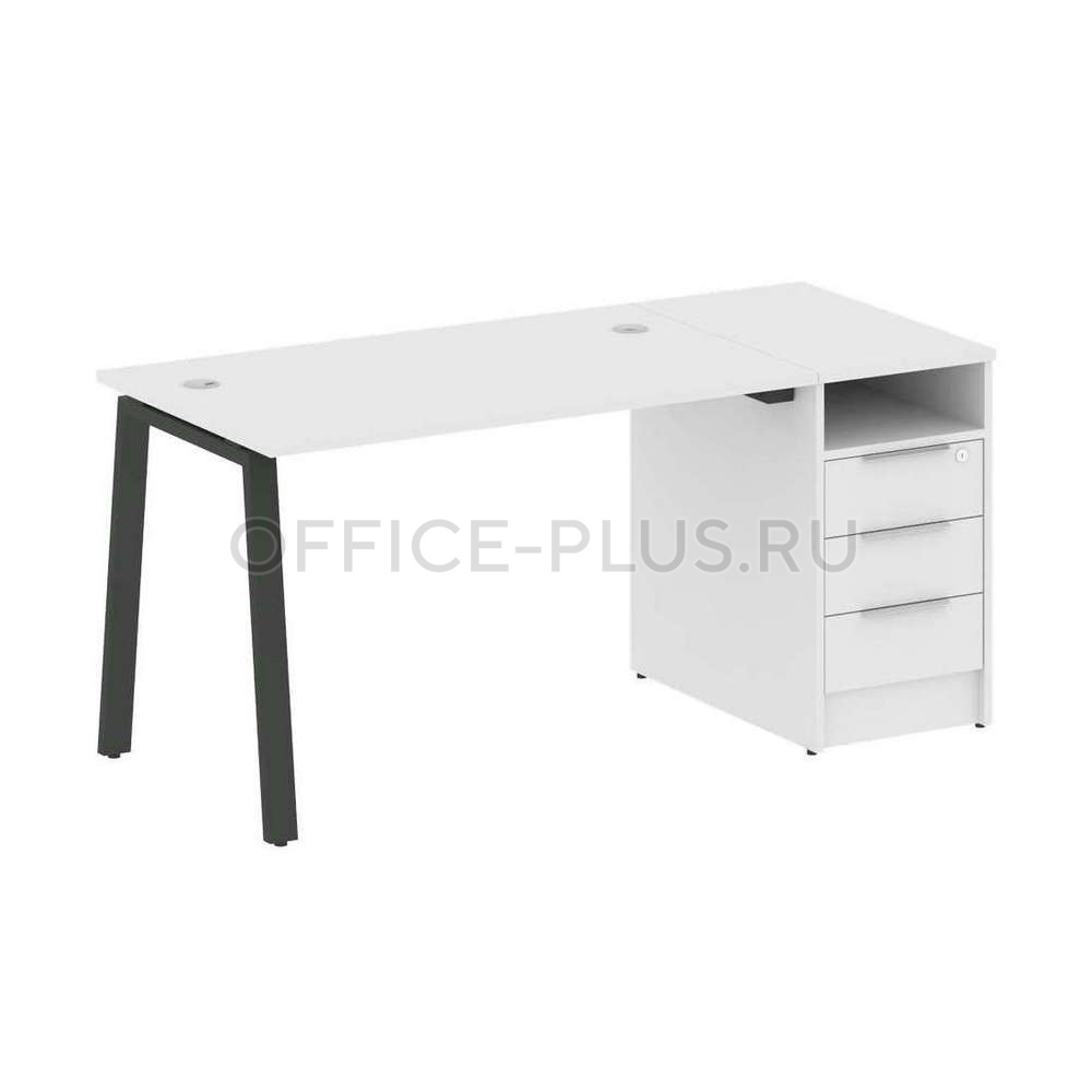 Стол рабочий Metal System Style на металлокаркасе с опорной тумбой БА.РС-СТП-1.2