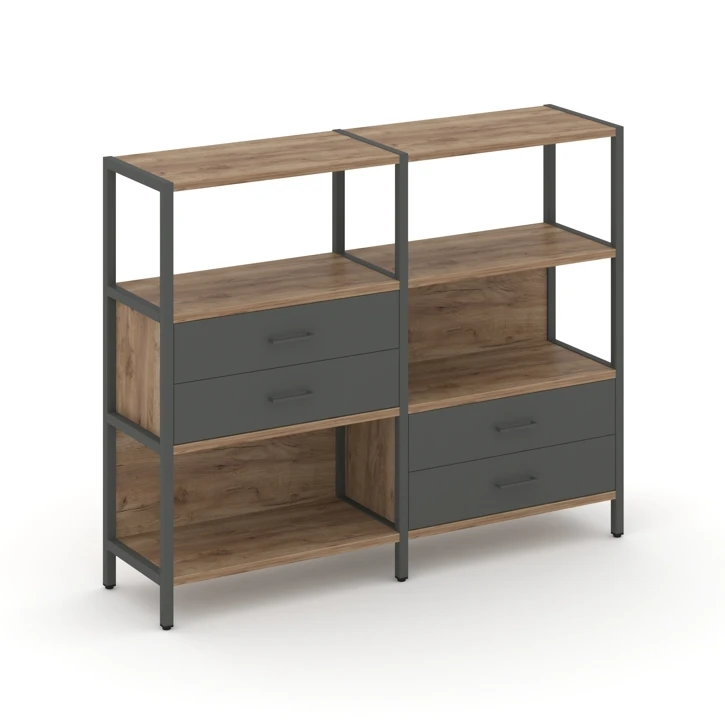 Двухсекционный стеллаж трехярусный с ящиками SHELF SYSTEM (металл антрацит) SN.STM-323