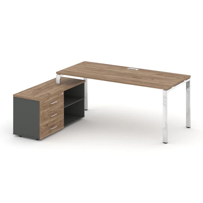 Стол руководителя на металлокаркасе (П-60x30) с тумбой левый Style Project Direct Lux M-SN-6P.SRG-024.M(L)