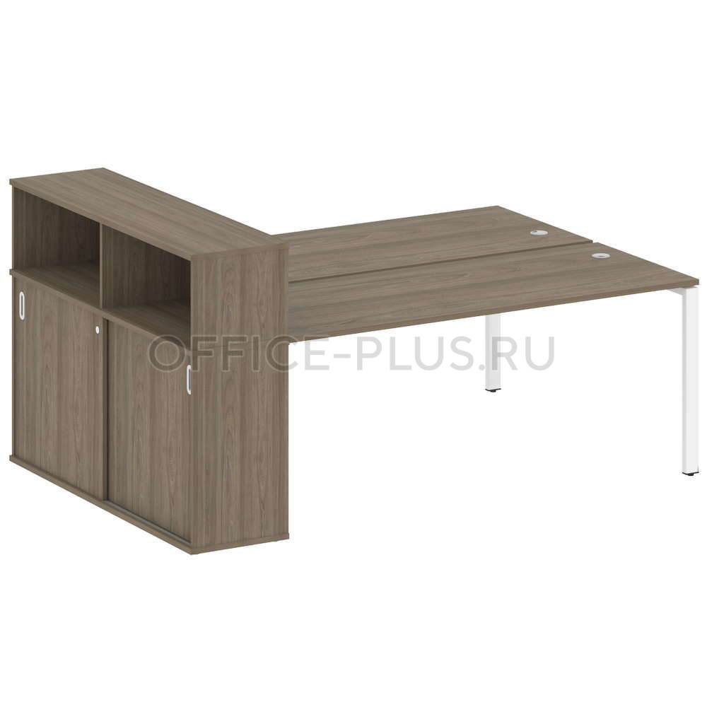Рабочая станция 2 места Metal System Style на металлокаркасе с опорным шкафом-купе БП.РС-СШК-2.5