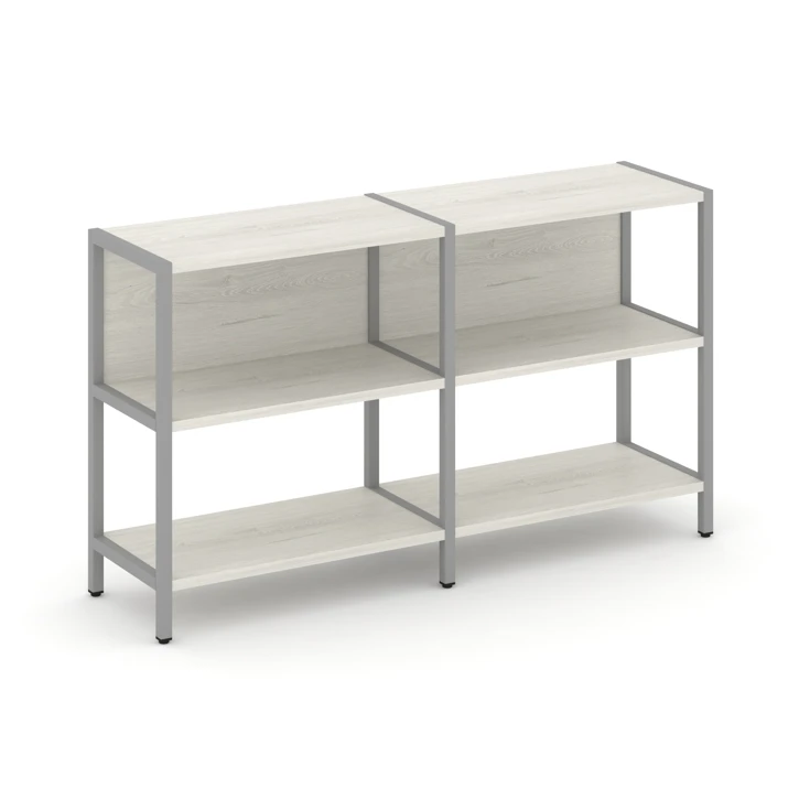 Двухсекционный стеллаж двухярусный Shelf System (металл серый) SN.STM-221