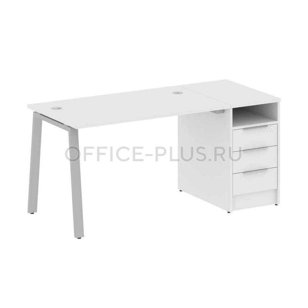 Стол рабочий Metal System Style на металлокаркасе с опорной тумбой БА.РС-СТП-1.2