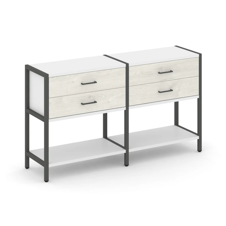 Двухсекционный стеллаж двухярусный с ящиками SHELF SYSTEM (металл антрацит) SN.STM-222