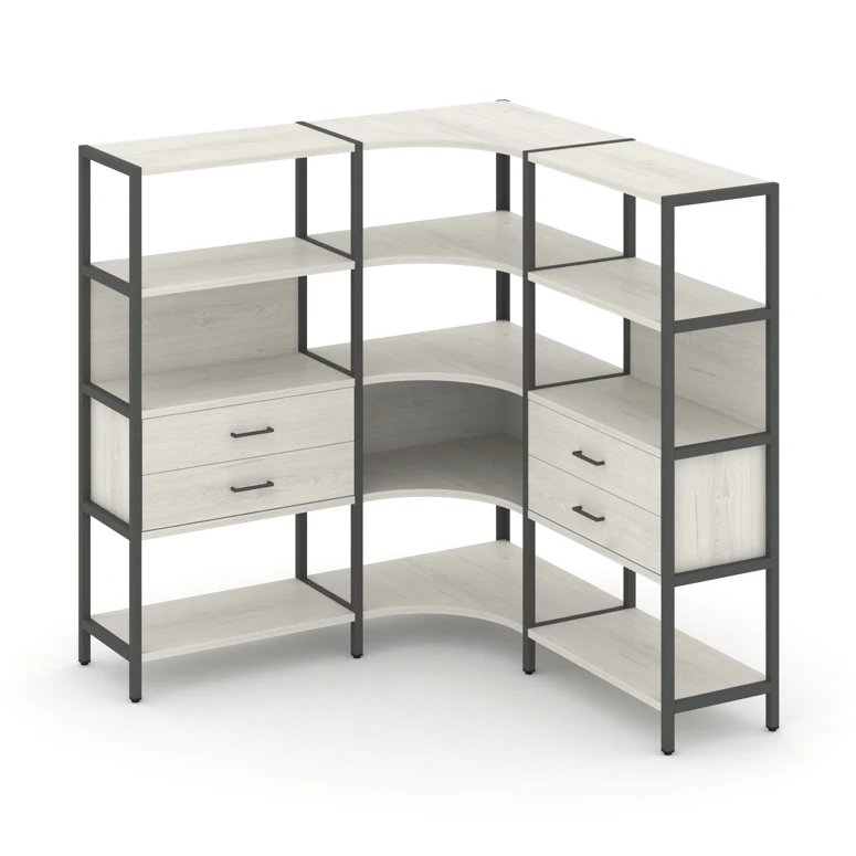 Трехсекционный угловой стеллаж четырехярусный с ящиками SHELF SYSTEM (металл антрацит) SN.STMU-431