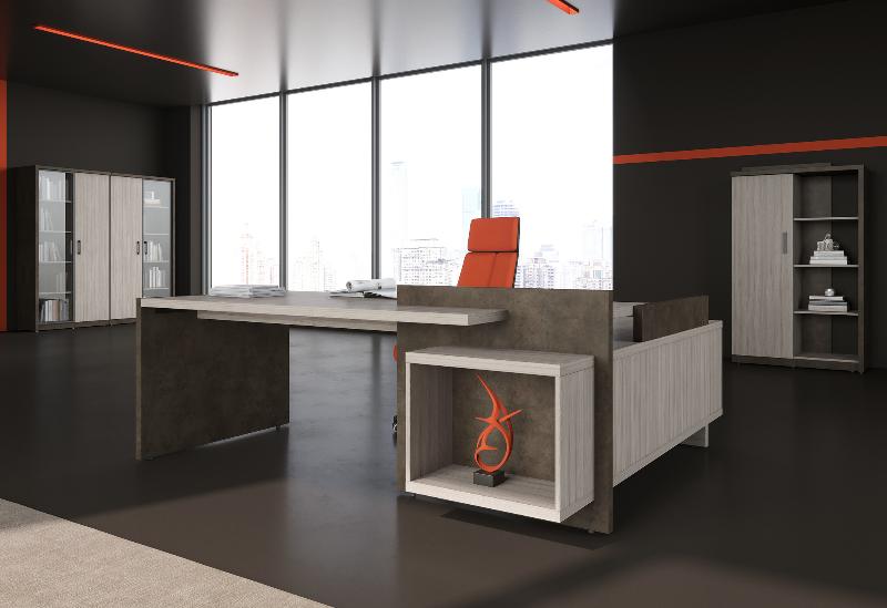 Стол руководителя на опорной тумбе левый Wood&Stone (S) СФ-531221