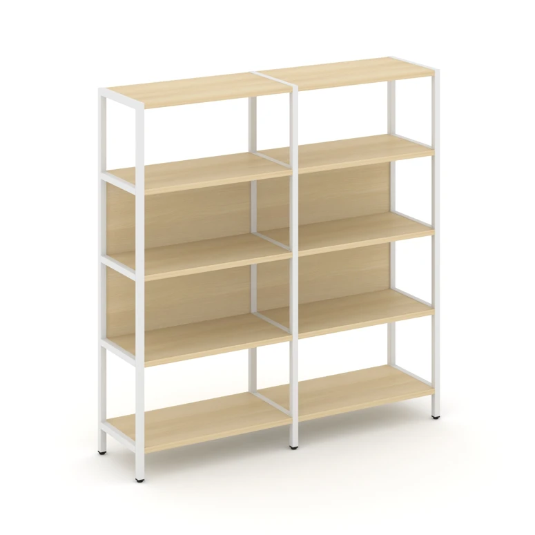 Двухсекционный стеллаж четырехярусный Shelf System (металл белый) SN.STM-421