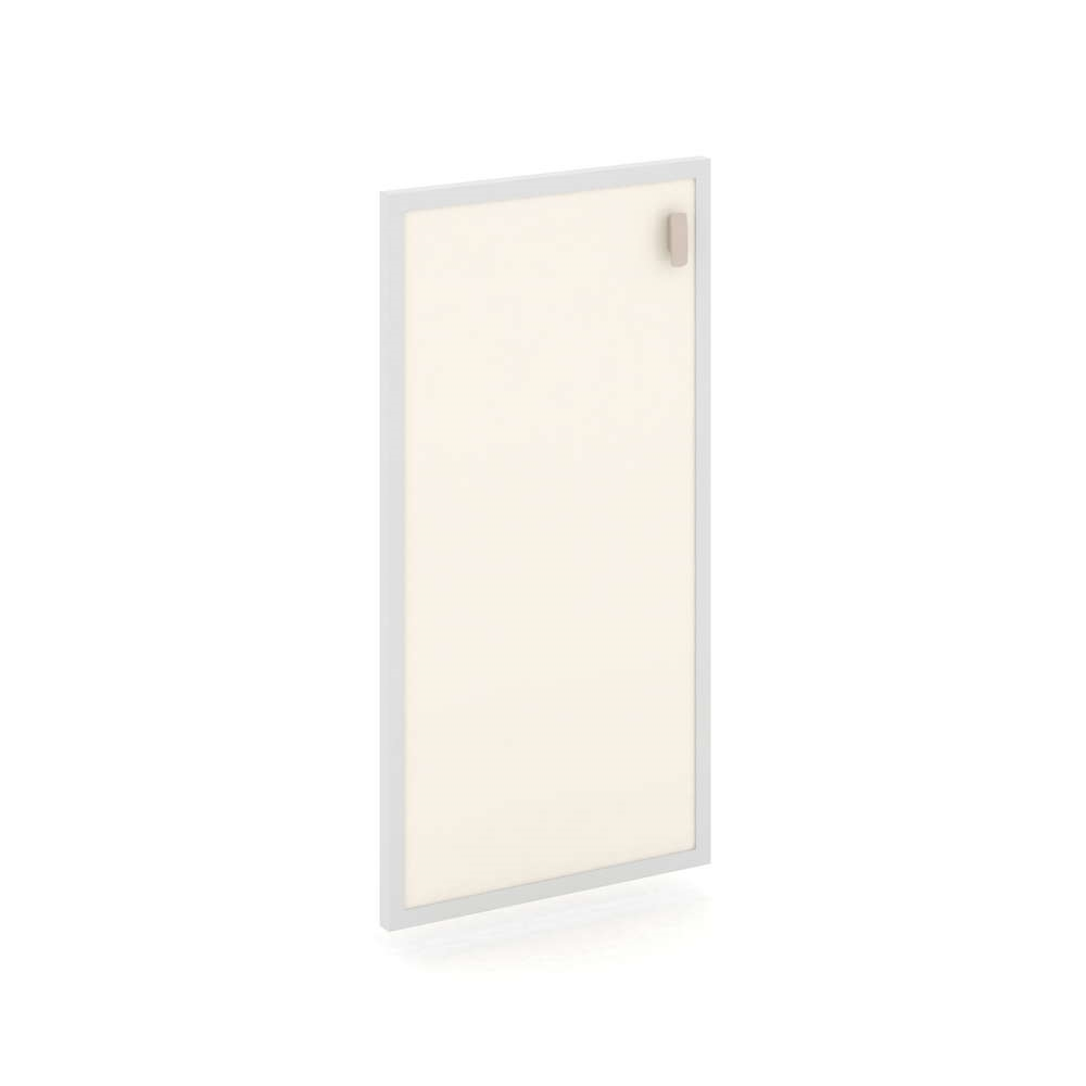 Дверь для шкафа стеклянная в раме низкая, левая (Лакобель IVORY / UMBRA) Estetica ES.SR-3(L) I/U