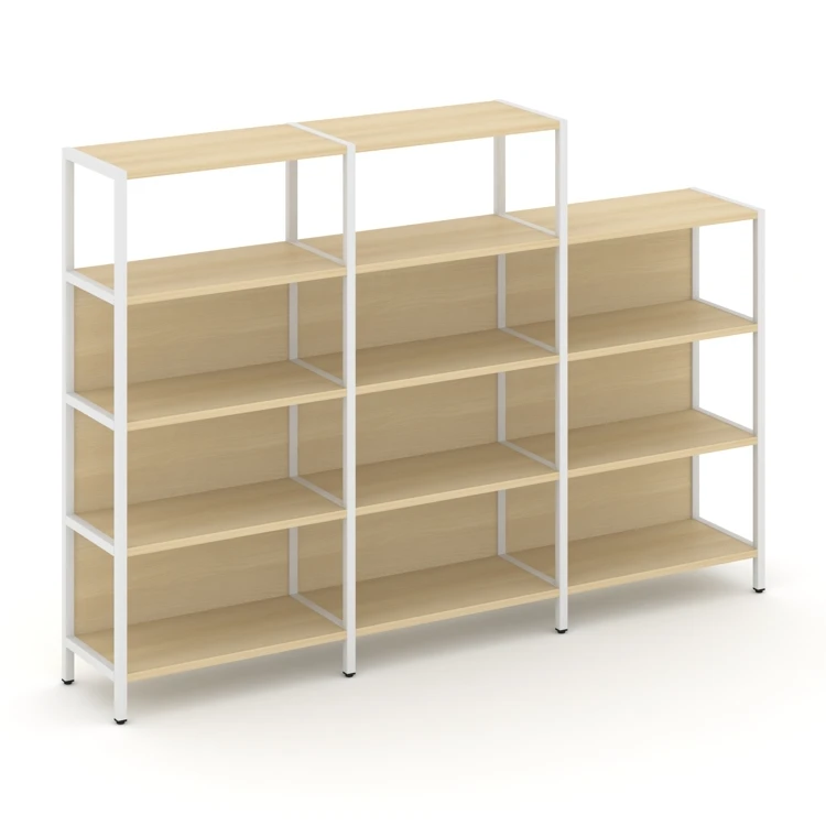 Трехсекционный стеллаж четырех/трехярусный Shelf System (металл белый) SN.STM-432
