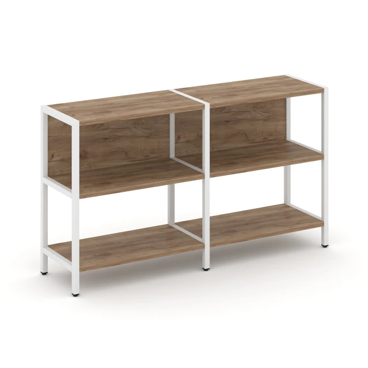 Двухсекционный стеллаж двухярусный Shelf System (металл белый) SN.STM-221