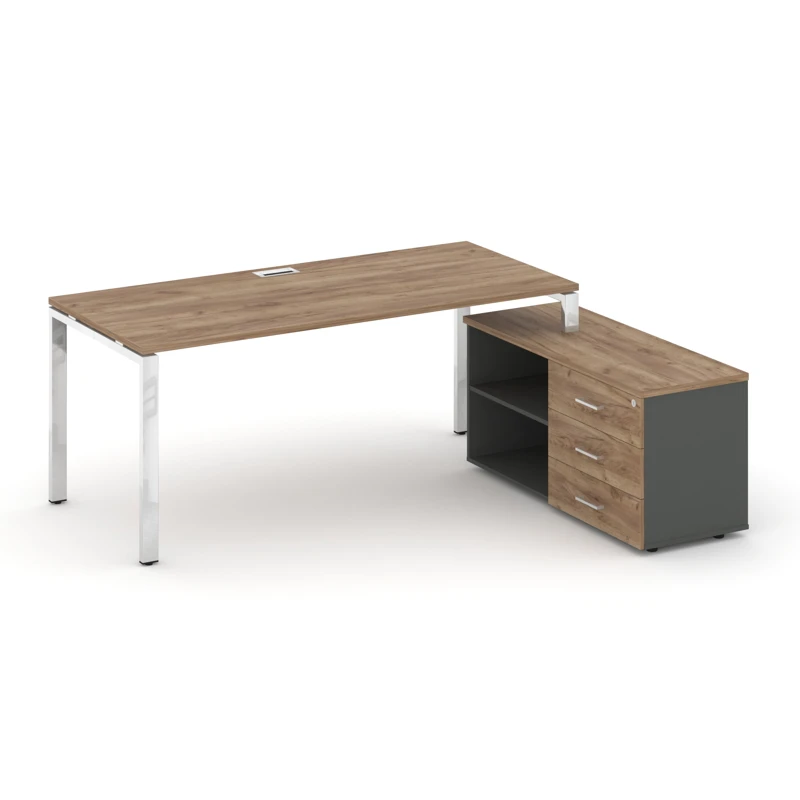 Стол руководителя на металлокаркасе (П-60x30) с тумбой правый Style Project Direct Lux M-SN-6P.SRG-016.M(R)