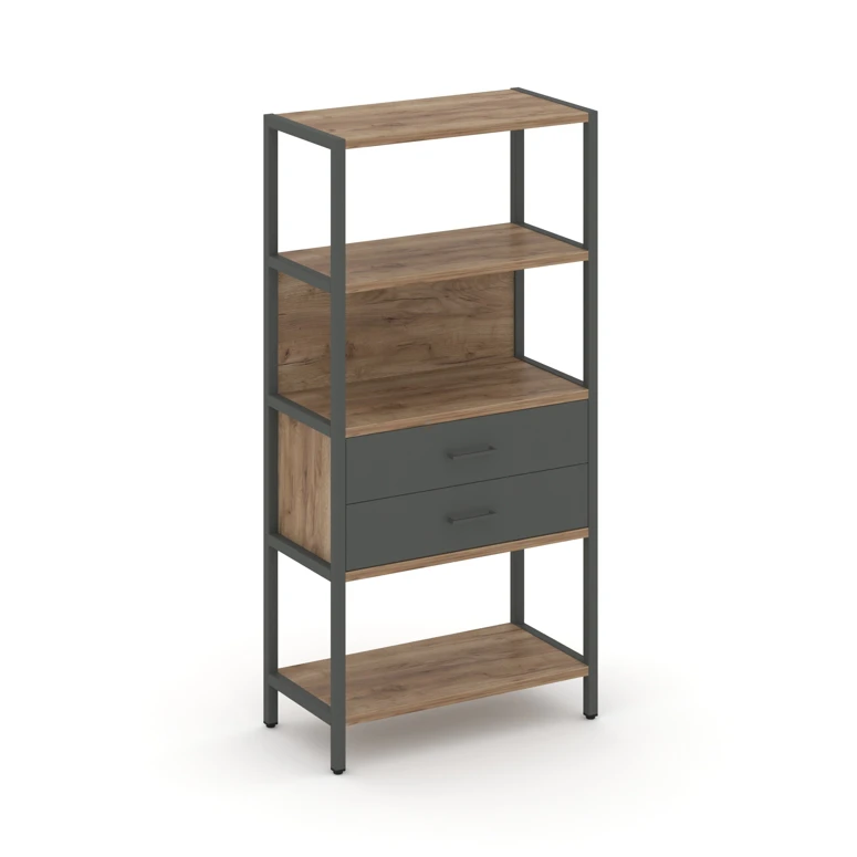 Односекционный стеллаж четырехярусный с ящиками SHELF SYSTEM (металл антрацит) SN.STM-412