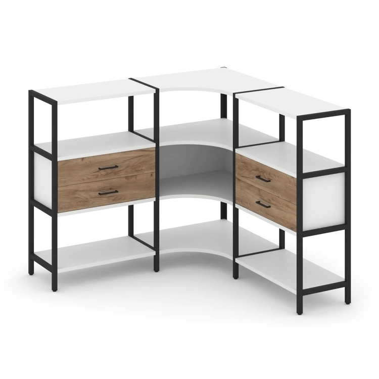 Трехсекционный угловой стеллаж трехярусный с ящиками SHELF SYSTEM (металл черный) SN.STMU-331