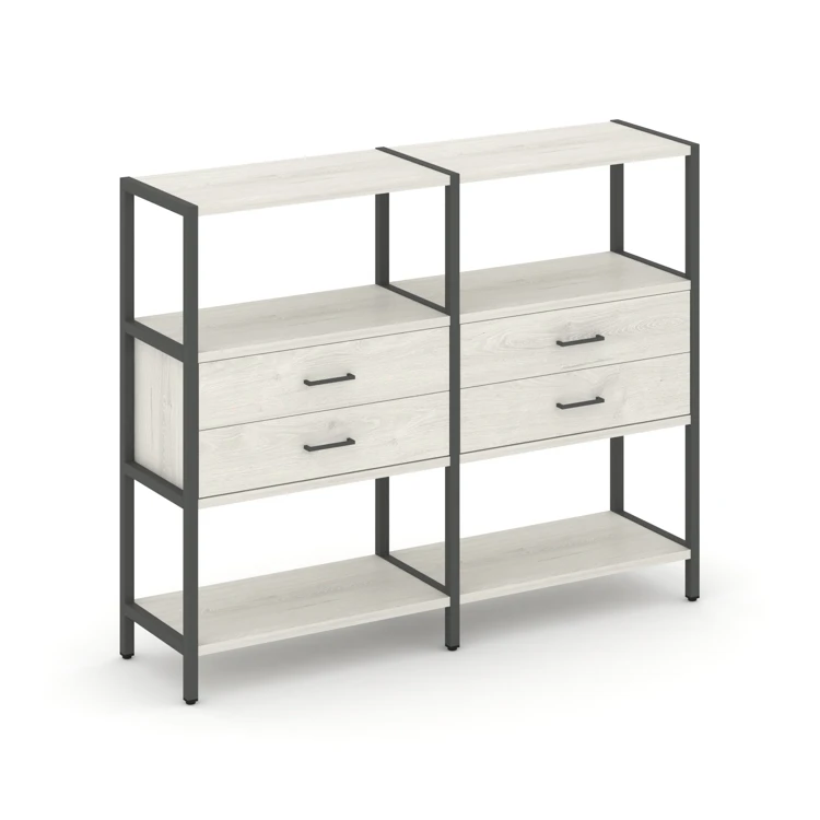 Двухсекционный стеллаж трехярусный с ящиками SHELF SYSTEM (металл антрацит) SN.STM-322