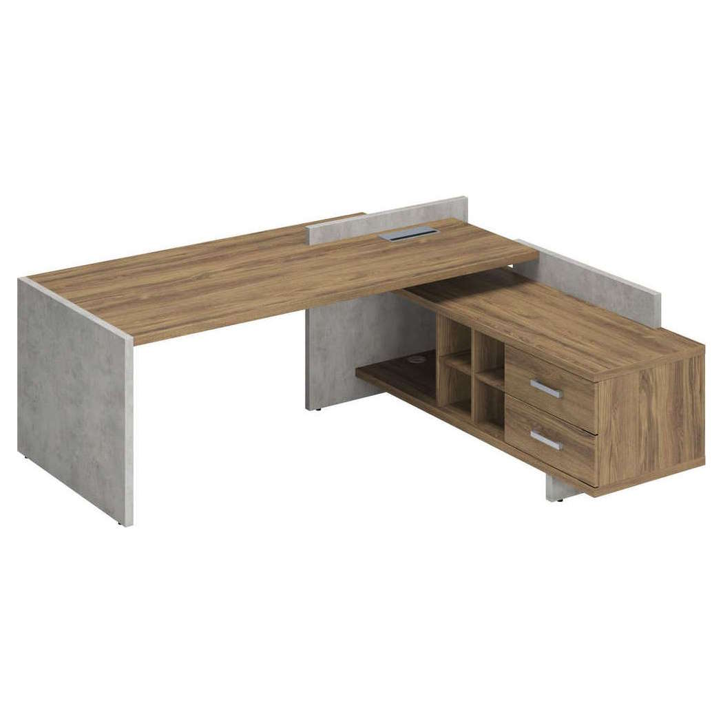 Стол для руководителя на опорной тумбе Wood&Stone правый (10 уп) СФ-531212