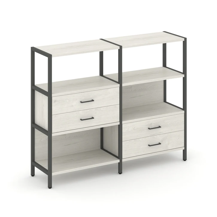 Двухсекционный стеллаж трехярусный с ящиками SHELF SYSTEM (металл антрацит) SN.STM-323
