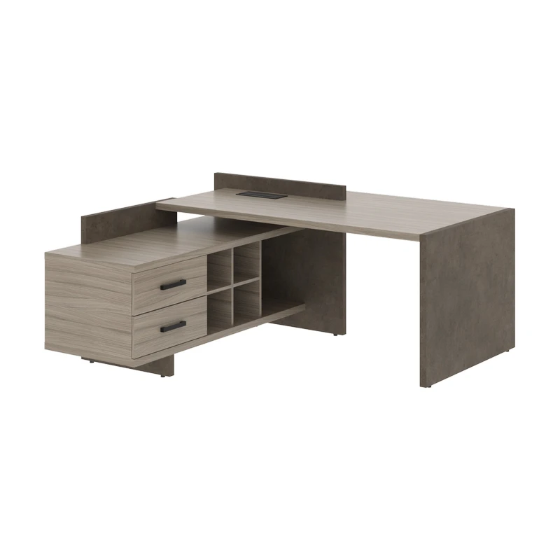 Стол руководителя на опорной тумбе левый Wood&Stone (S) СФ-531221