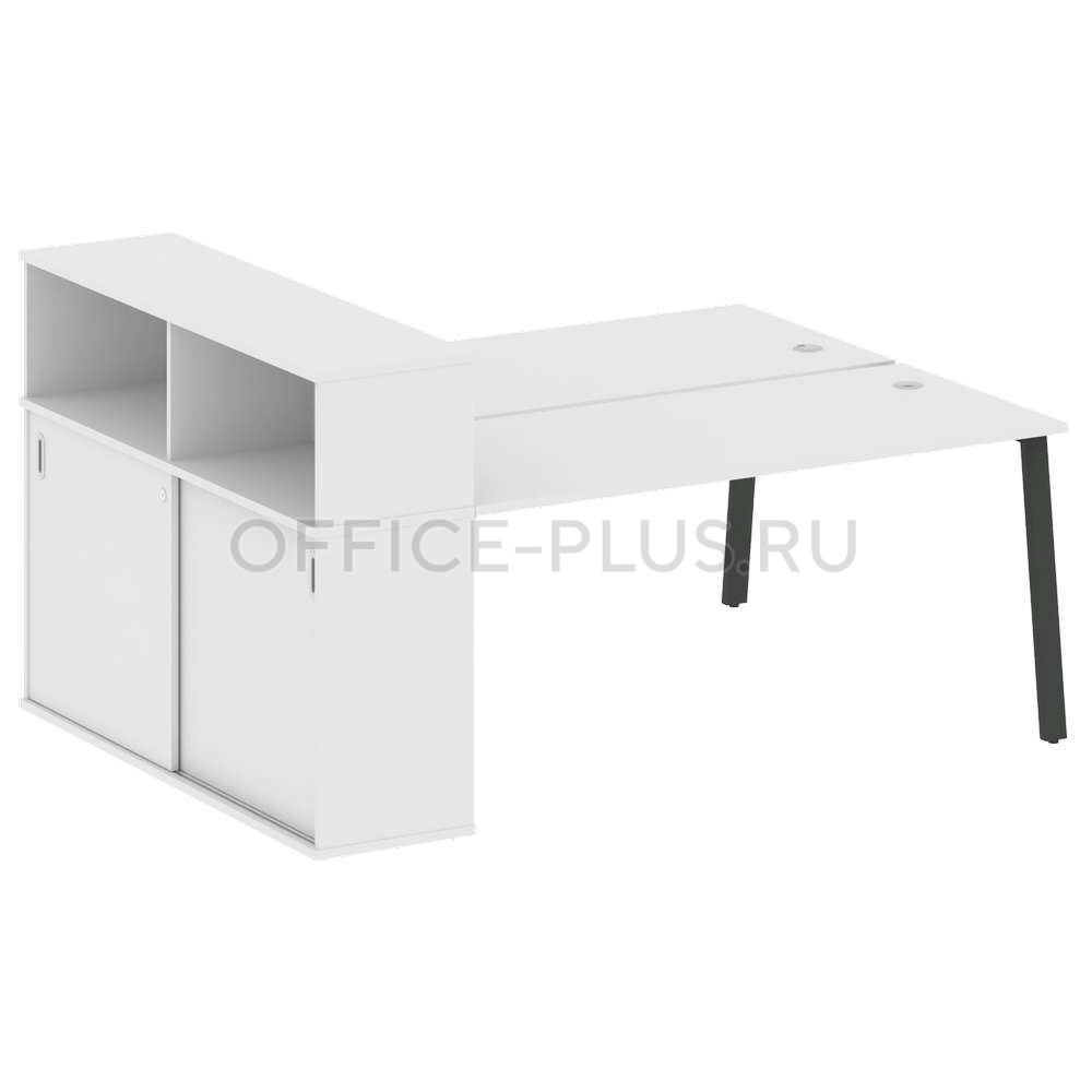 Рабочая станция 2 места Metal System Style на металлокаркасе с опорным шкафом-купе БА.РС-СШК-2.4