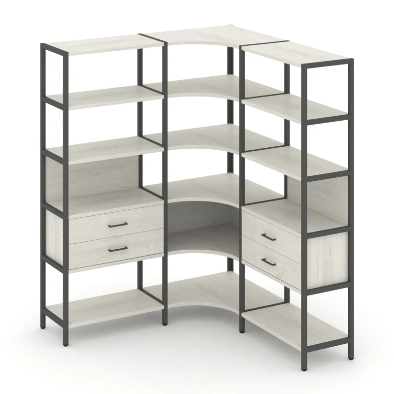 Трехсекционный угловой стеллаж пятиярусный с ящиками SHELF SYSTEM (металл антрацит) SN.STMU-531