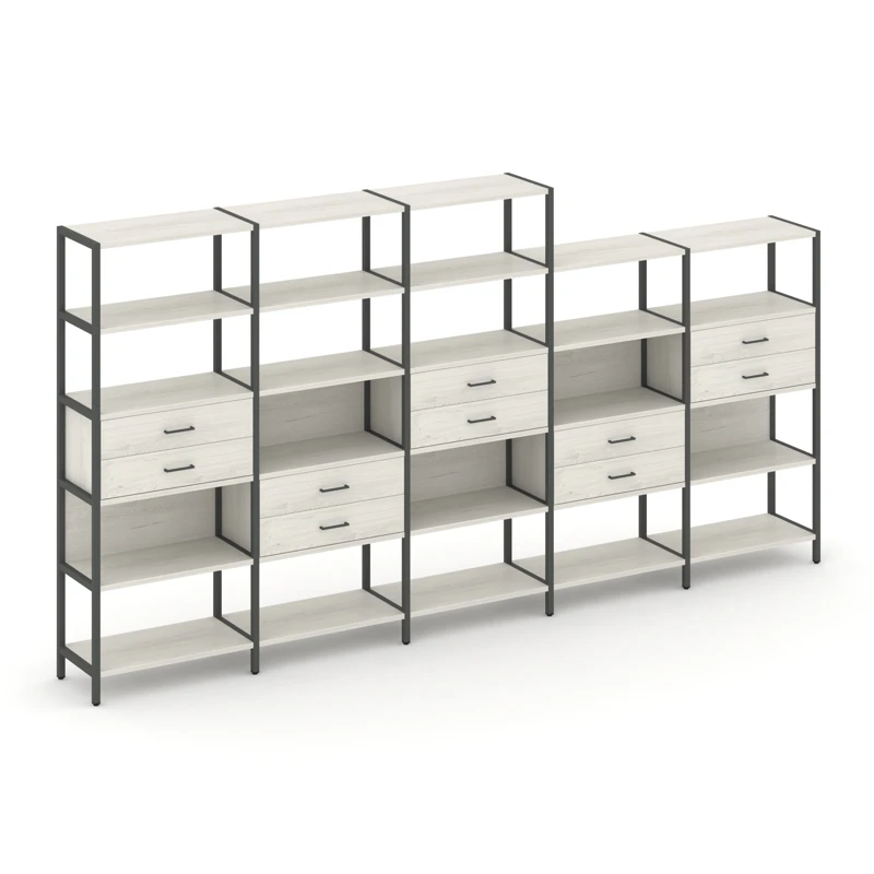 Пятисекционный стеллаж пятиярусный с ящиками SHELF SYSTEM (металл антрацит) SN.STM-551