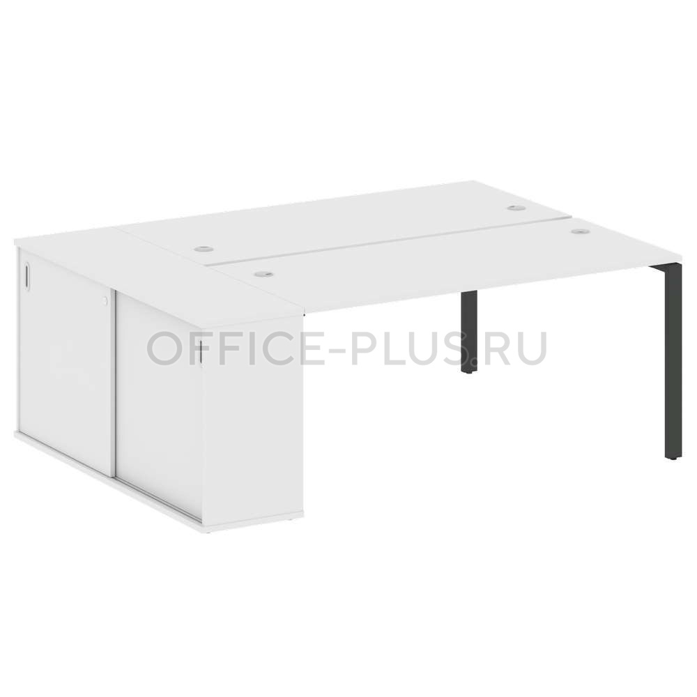 Рабочая станция 2 места Metal System Style на металлокаркасе с опорным шкафом-купе БП.РС-СШК-1.4