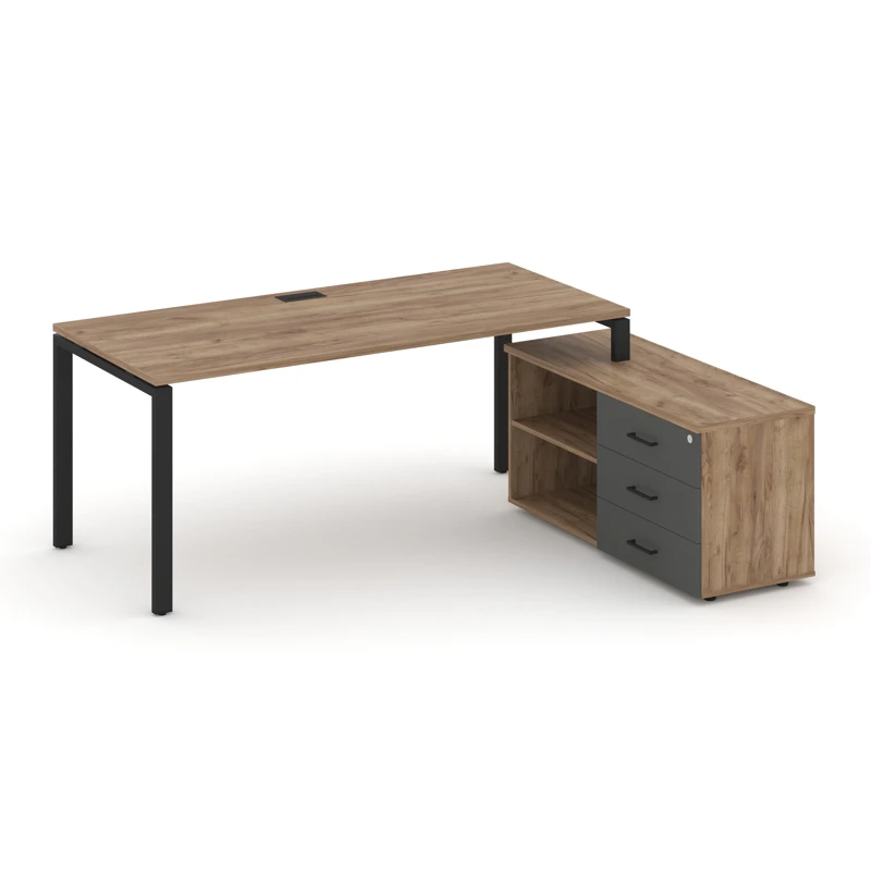 Стол руководителя на металлокаркасе (П-60x30 черный) с тумбой правый STYLE PROJECT DIRECT SN-6P.SRG-023.M(R)