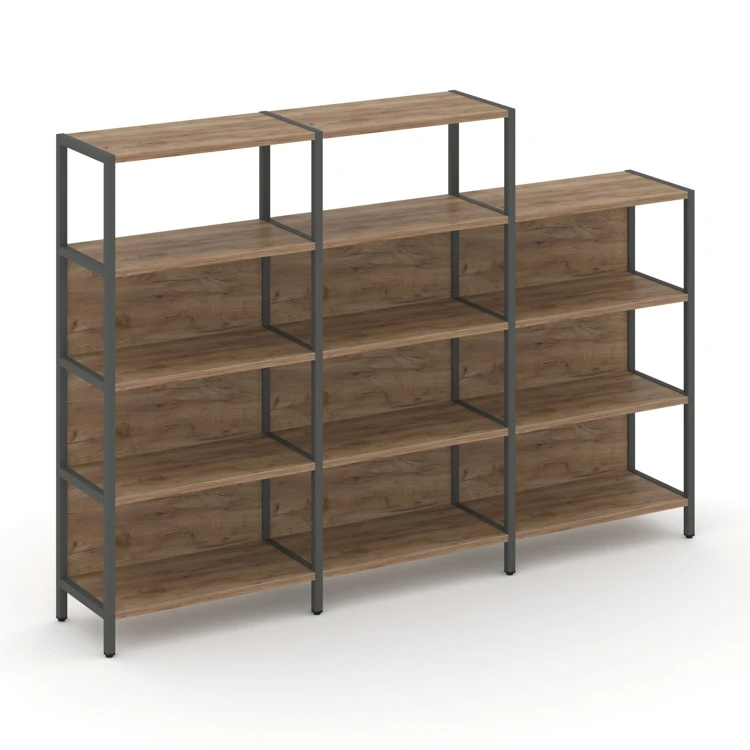 Трехсекционный стеллаж четырех/трехярусный SHELF SYSTEM (металл антрацит) SN.STM-432