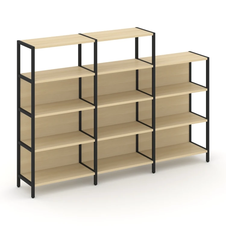 Трехсекционный стеллаж четырех/трехярусный SHELF SYSTEM (металл черный) SN.STM-432