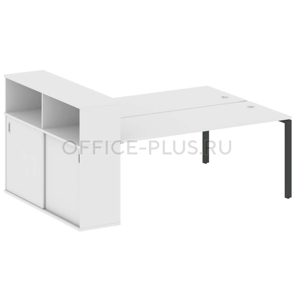 Рабочая станция 2 места Metal System Style на металлокаркасе с опорным шкафом-купе БП.РС-СШК-2.5