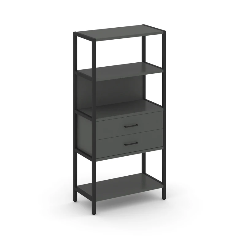 Односекционный стеллаж четырехярусный с ящиками SHELF SYSTEM (металл черный) SN.STM-412