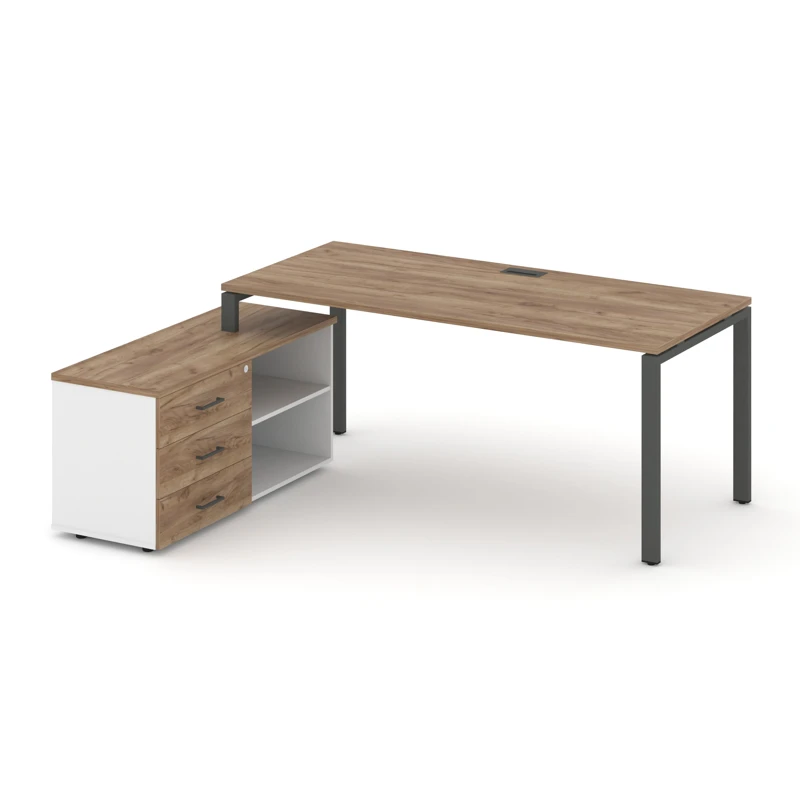 Стол руководителя на металлокаркасе (П-60x30 антрацит) с тумбой левый Style Project Direct SN-6P.SRG-025.M(L)
