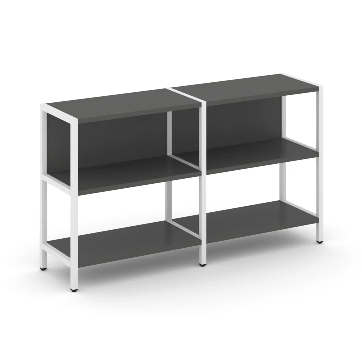 Двухсекционный стеллаж двухярусный Shelf System (металл белый) SN.STM-221