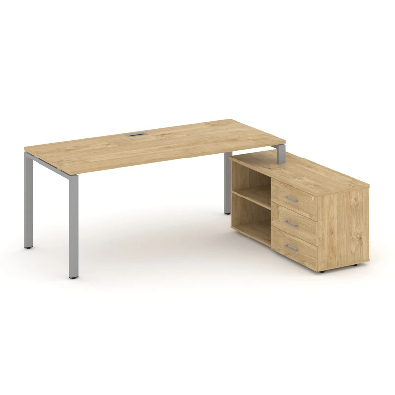 Стол руководителя на металлокаркасе (П-60x30 серый) с тумбой правый STYLE PROJECT DIRECT SN-6P.SRG-025.M(R)