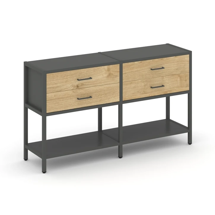 Двухсекционный стеллаж двухярусный с ящиками SHELF SYSTEM (металл антрацит) SN.STM-222
