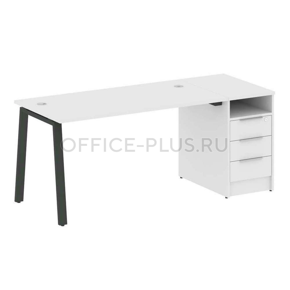Стол рабочий Metal System Style на металлокаркасе с опорной тумбой БА.РС-СТП-1.3