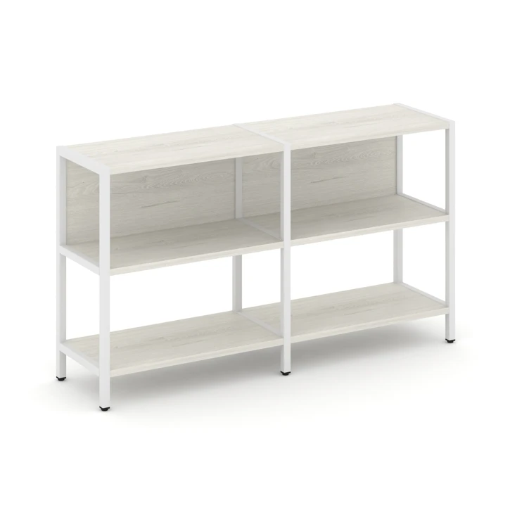 Двухсекционный стеллаж двухярусный Shelf System (металл белый) SN.STM-221