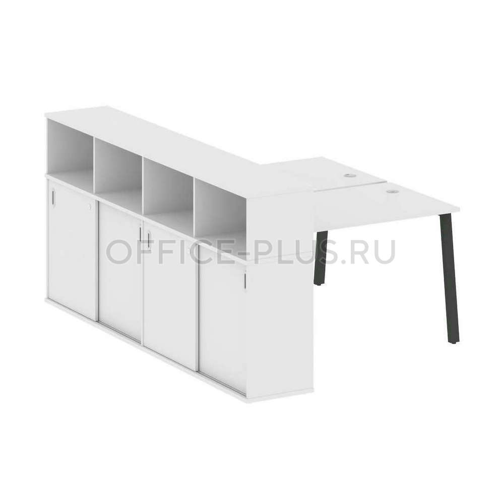Рабочая станция 2 места Metal System Style на металлокаркасе с опорным шкафом-купе БА.РС-СШК-4.2