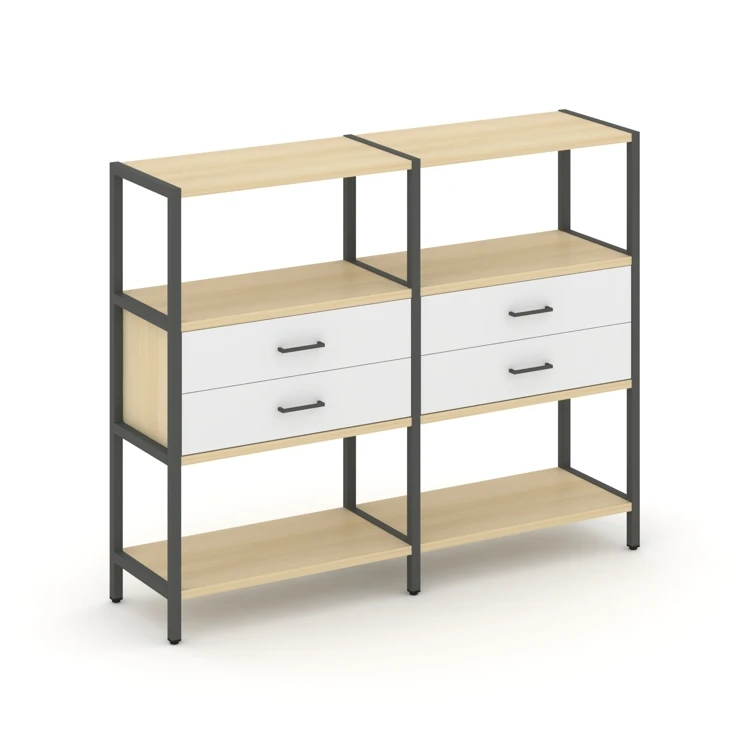Двухсекционный стеллаж трехярусный с ящиками SHELF SYSTEM (металл антрацит) SN.STM-322