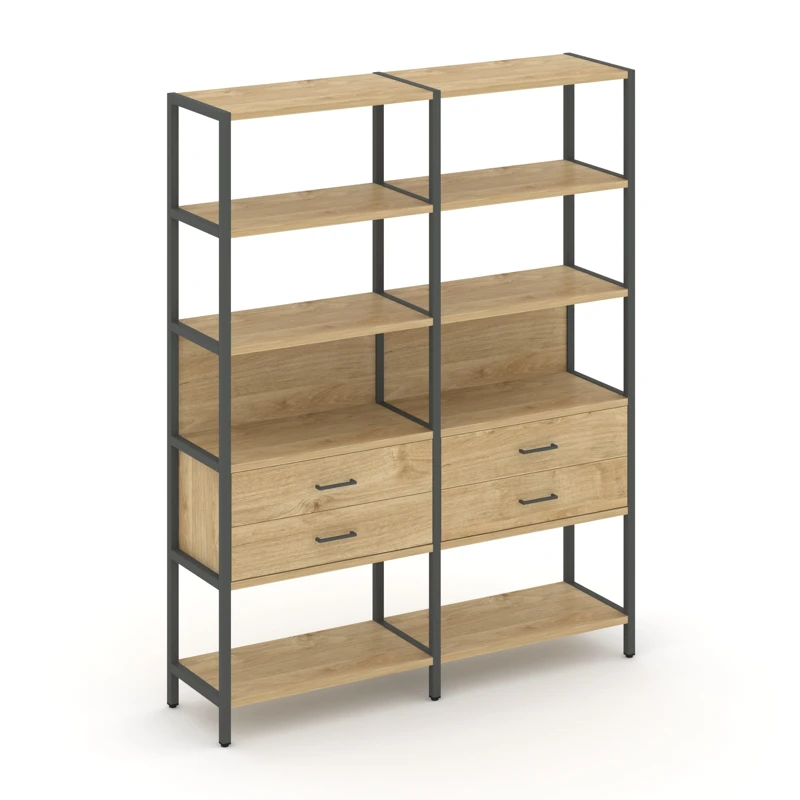 Двухсекционный стеллаж пятиярусный с ящиками SHELF SYSTEM (металл антрацит) SN.STM-522