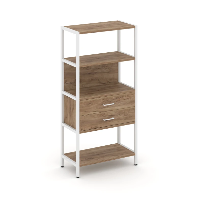 Односекционный стеллаж четырехярусный с ящиками Shelf System (металл белый) SN.STM-412