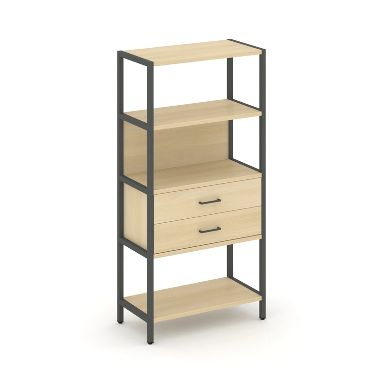 Односекционный стеллаж четырехярусный с ящиками SHELF SYSTEM (металл антрацит) SN.STM-412